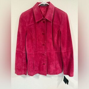 NWT Liz Claiborne Hot Pink Suede Button Down Jacket Size 8